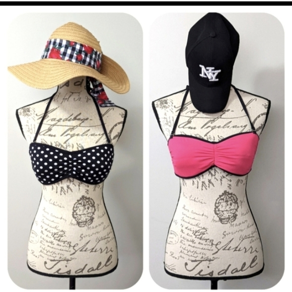 Pink/Black Polka Dot/Reversible Bikini Top - Picture 1 of 9
